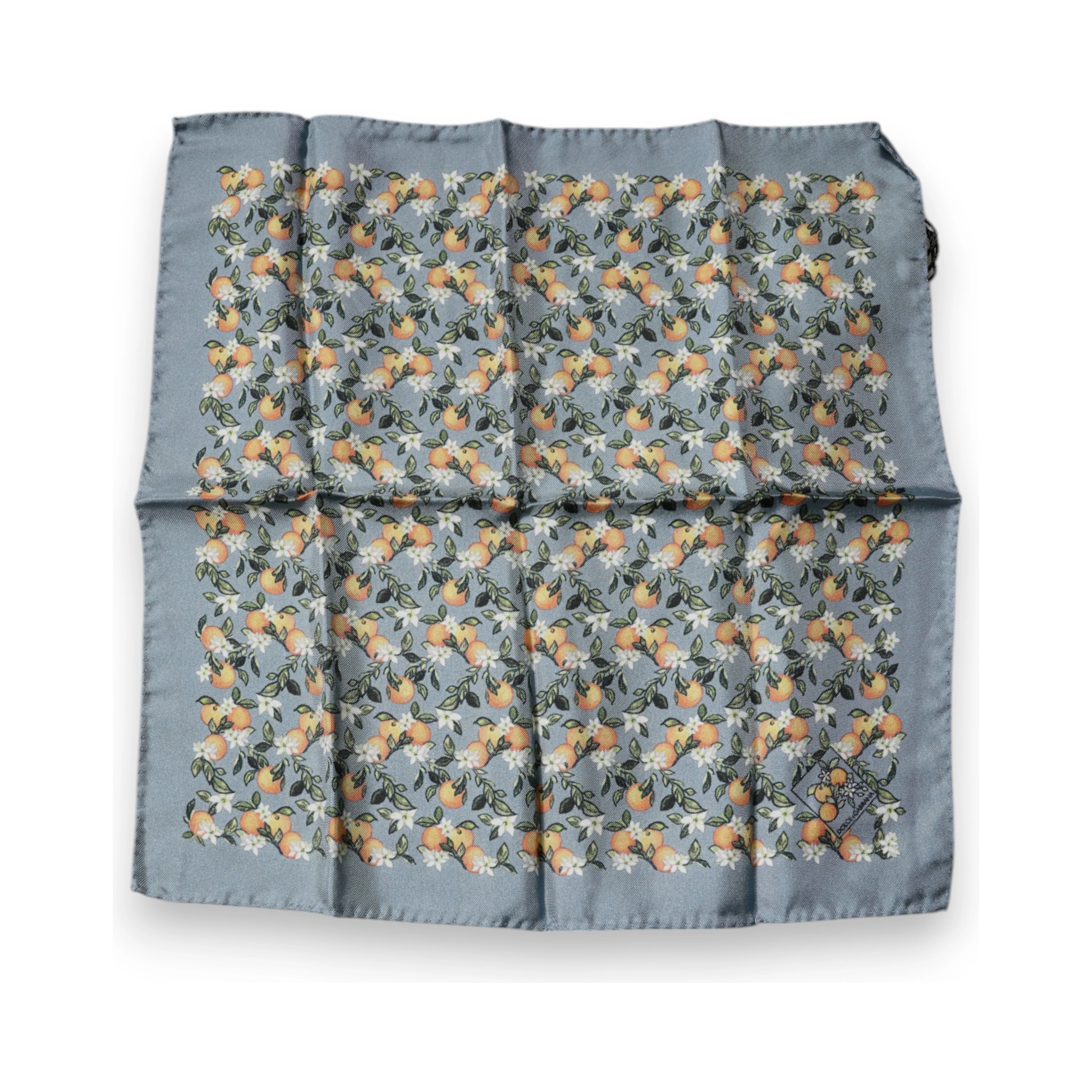 Gray Oranges Silk Square Handkerchief Scarf