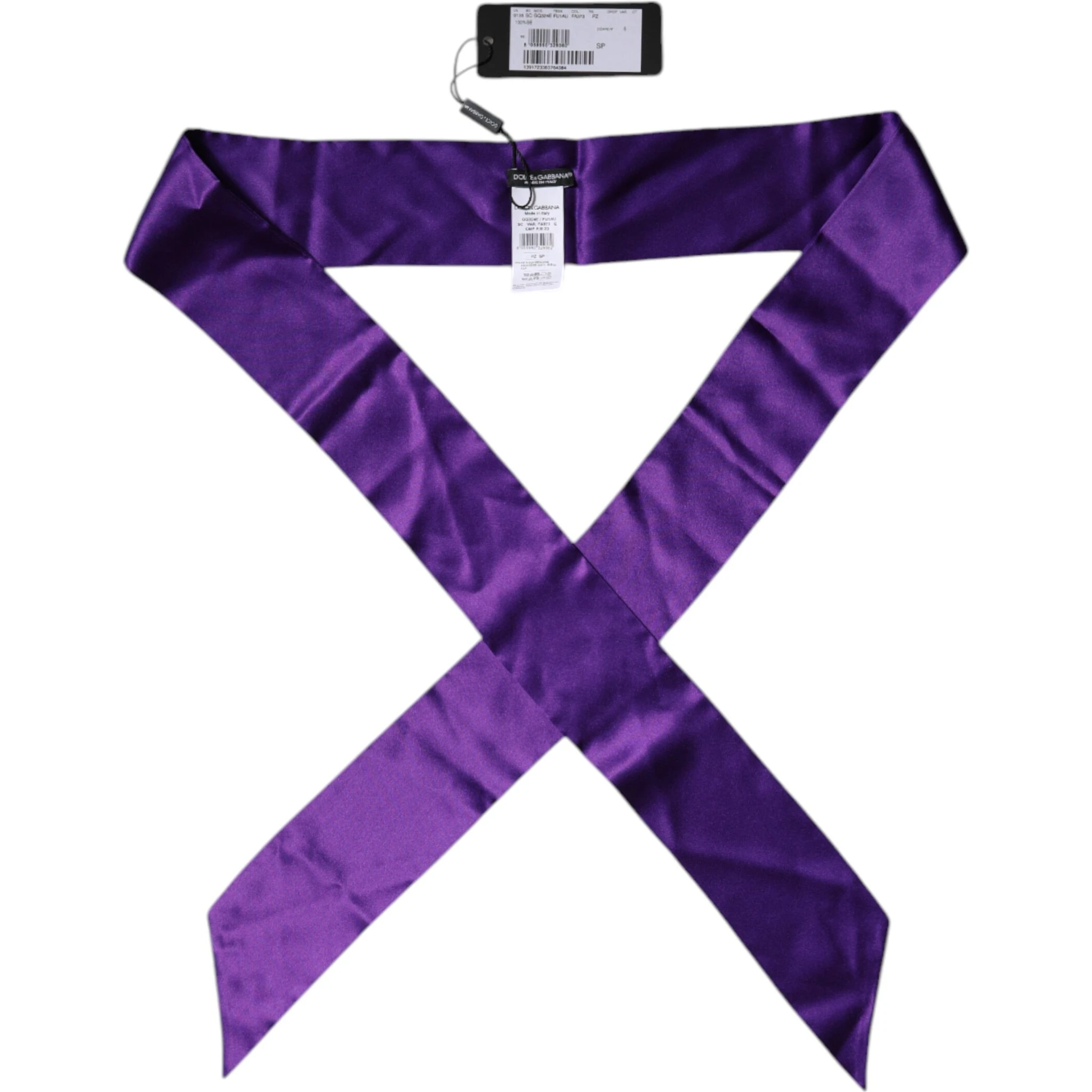 Purple Satin Silk Skinny Neck Foulard Scarf