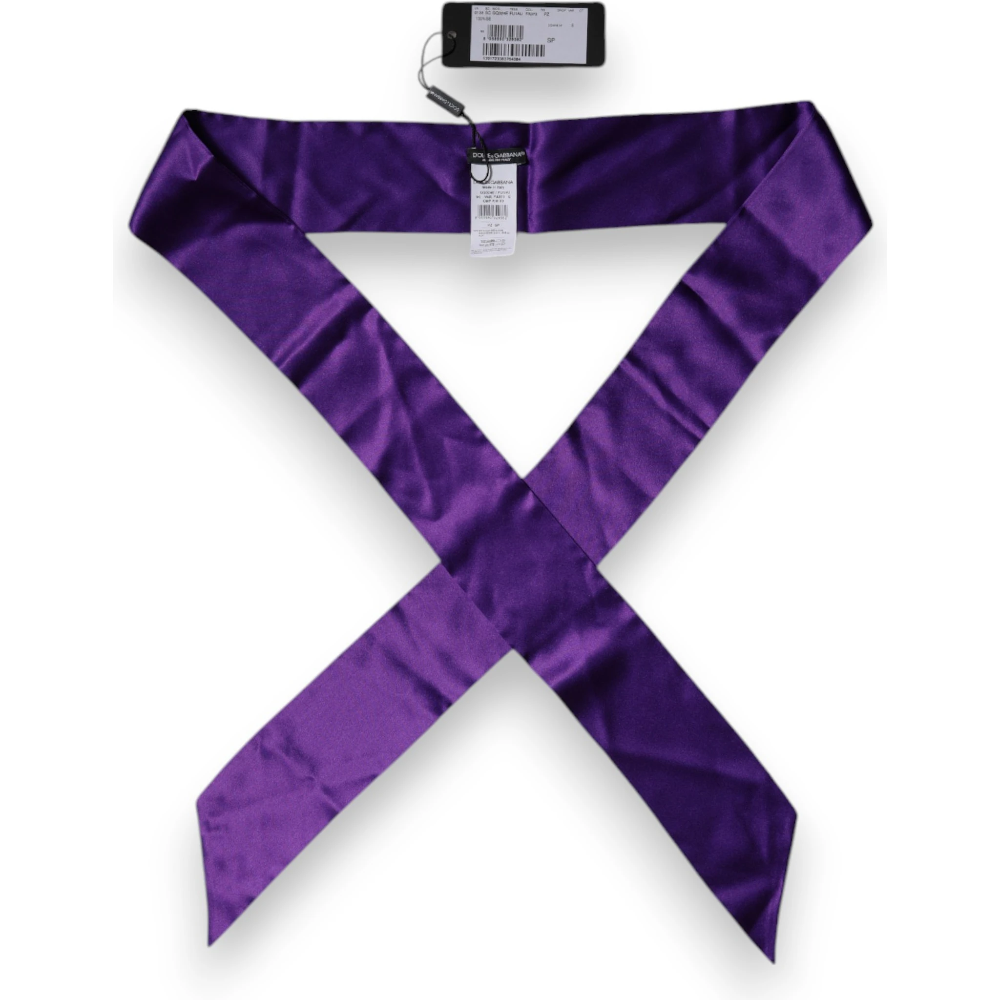 Purple Satin Silk Skinny Neck Foulard Scarf