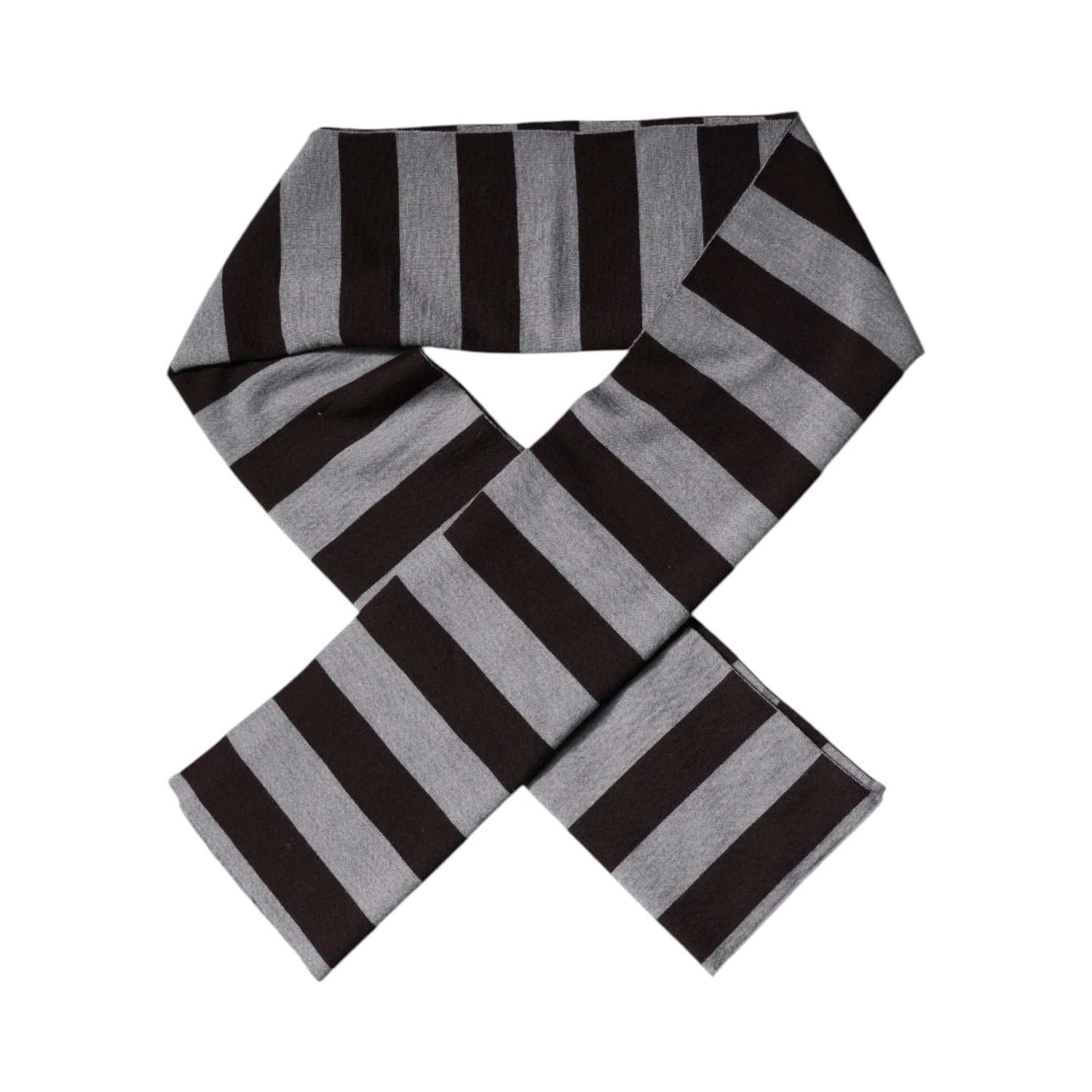 Black Gray Stripes Wool Neck Wrap Scarf