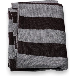 Black Gray Stripes Wool Neck Wrap Scarf