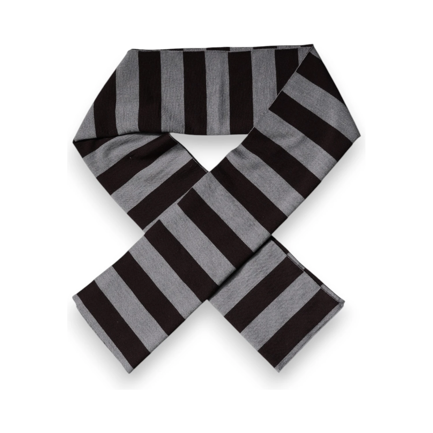 Black Gray Stripes Wool Neck Wrap Scarf