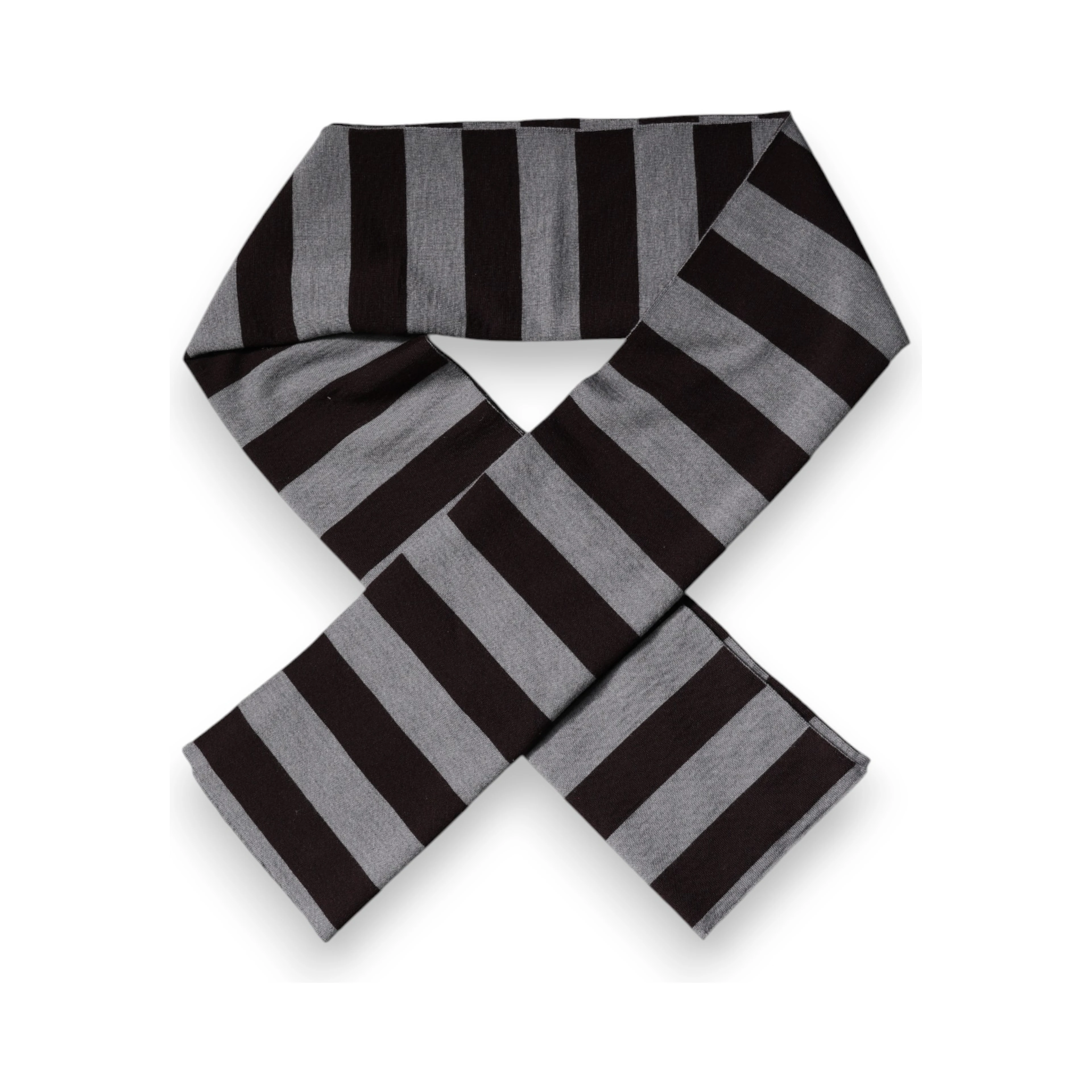 Black Gray Stripes Wool Neck Wrap Scarf