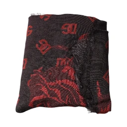 Black Red Floral Modal Wrap Shawl Scarf