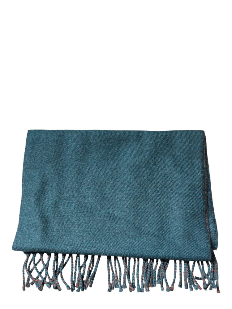 Blue Green Wool Fringes Wrap Shawl Scarf alternative