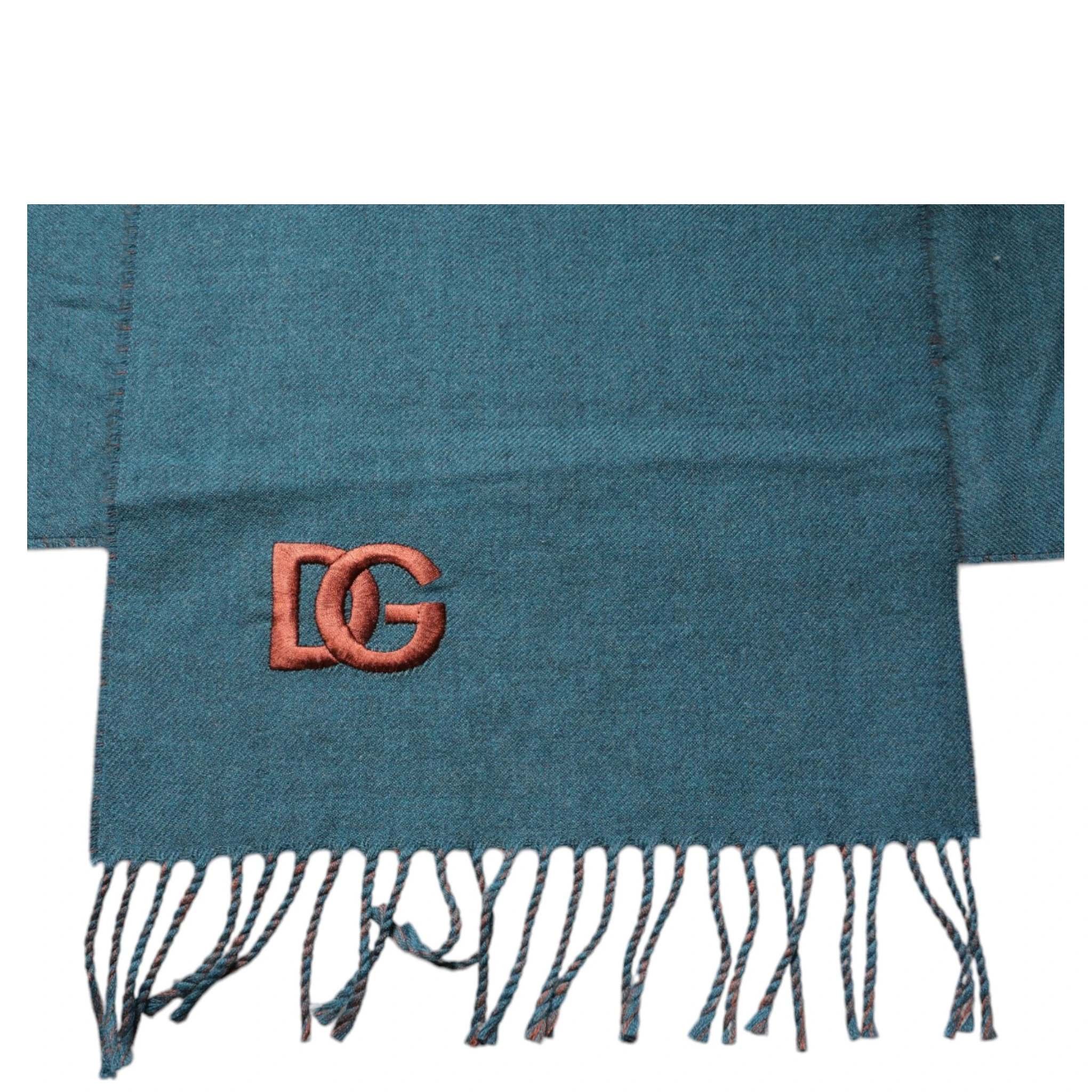 Blue Green Wool Fringes Wrap Shawl Scarf