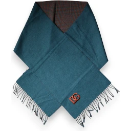 Blue Green Wool Fringes Wrap Shawl Scarf