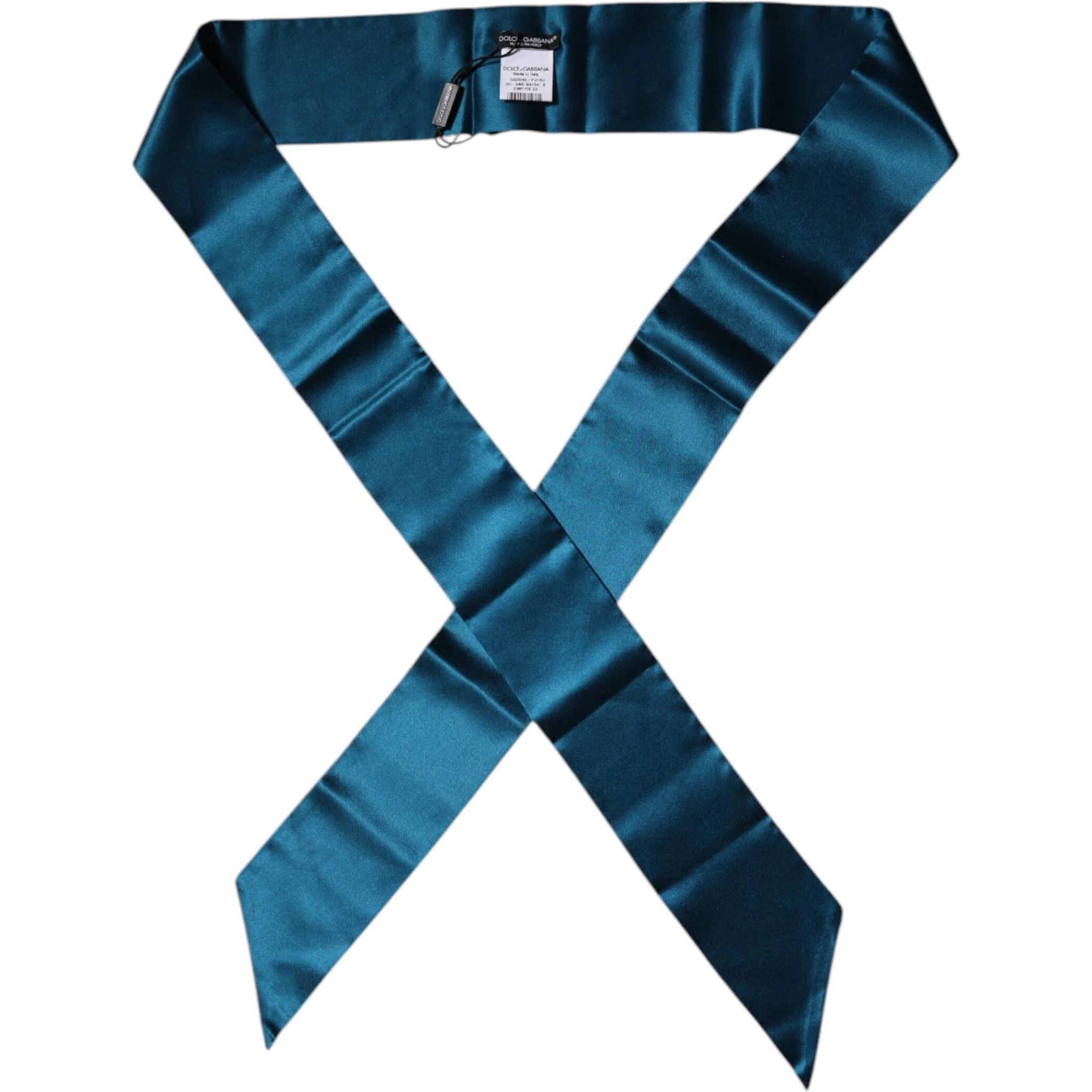 Dark Green Satin Silk Skinny Foulard Scarf