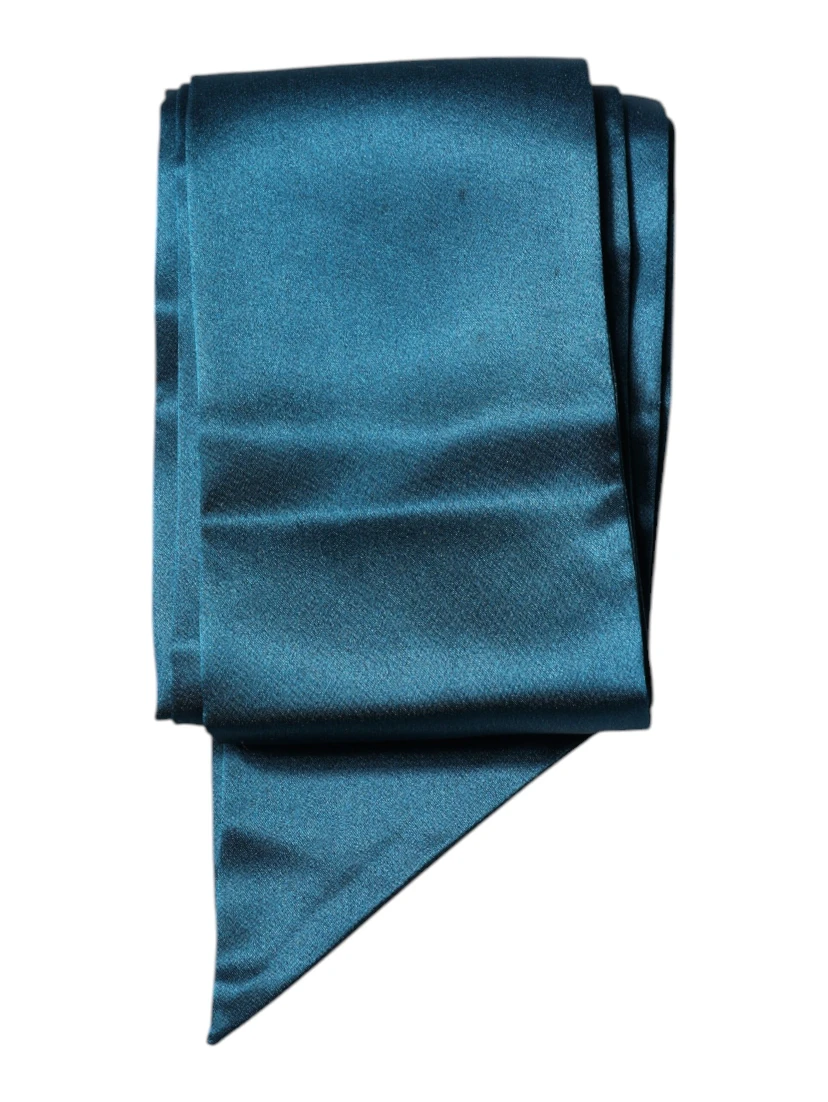 Dark Green Satin Silk Skinny Foulard Scarf
