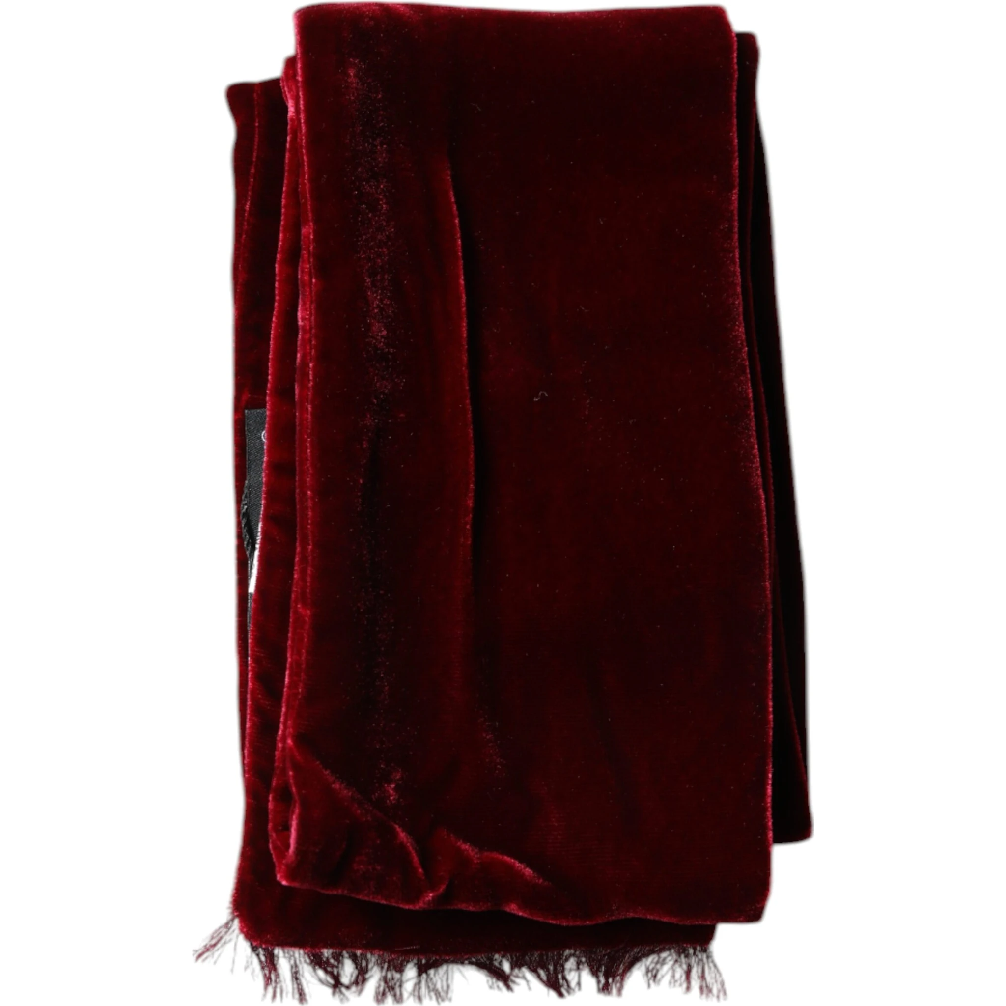 Maroon Silk Fringes Skinny Neck Wrap Scarf