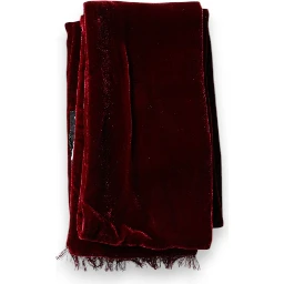 Maroon Silk Fringes Skinny Neck Wrap Scarf