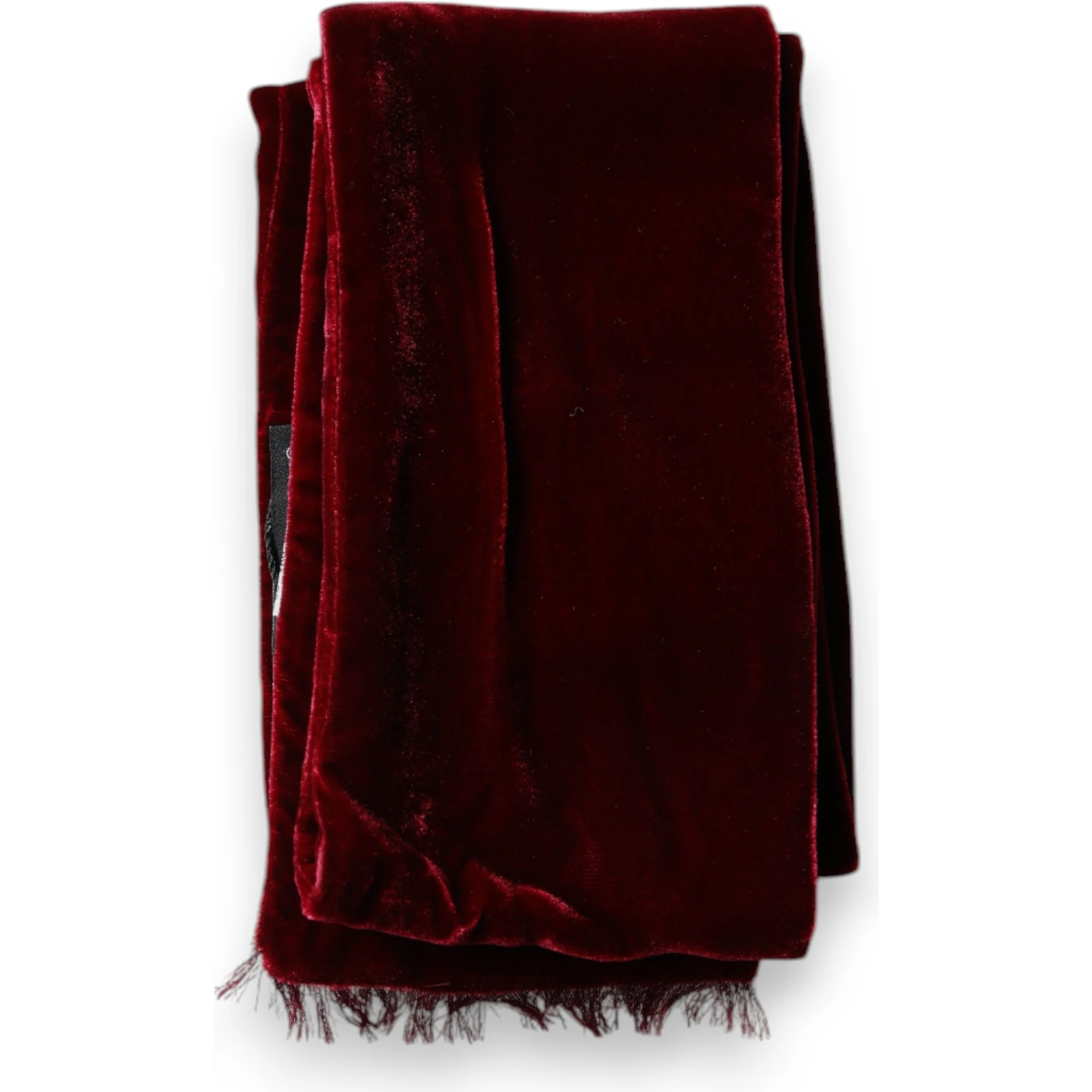 Maroon Silk Fringes Skinny Neck Wrap Scarf