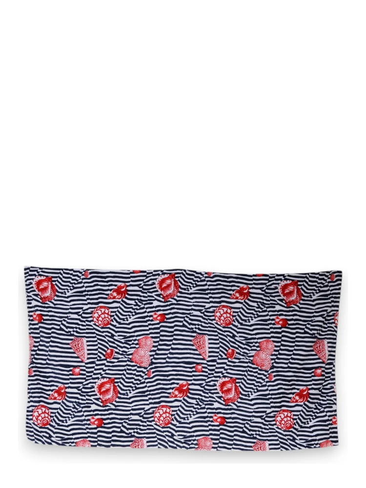 Multicolor Stripes Seashells Beach Towel