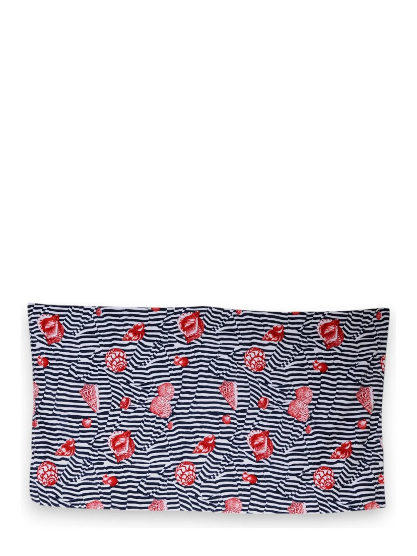 Multicolor Stripes Seashells Beach Towel