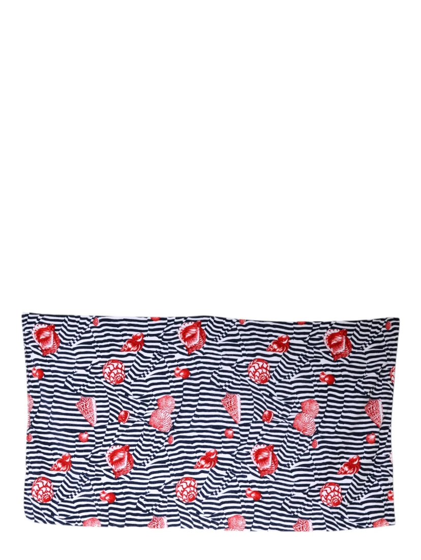 Multicolor Stripes Seashells Beach Towel