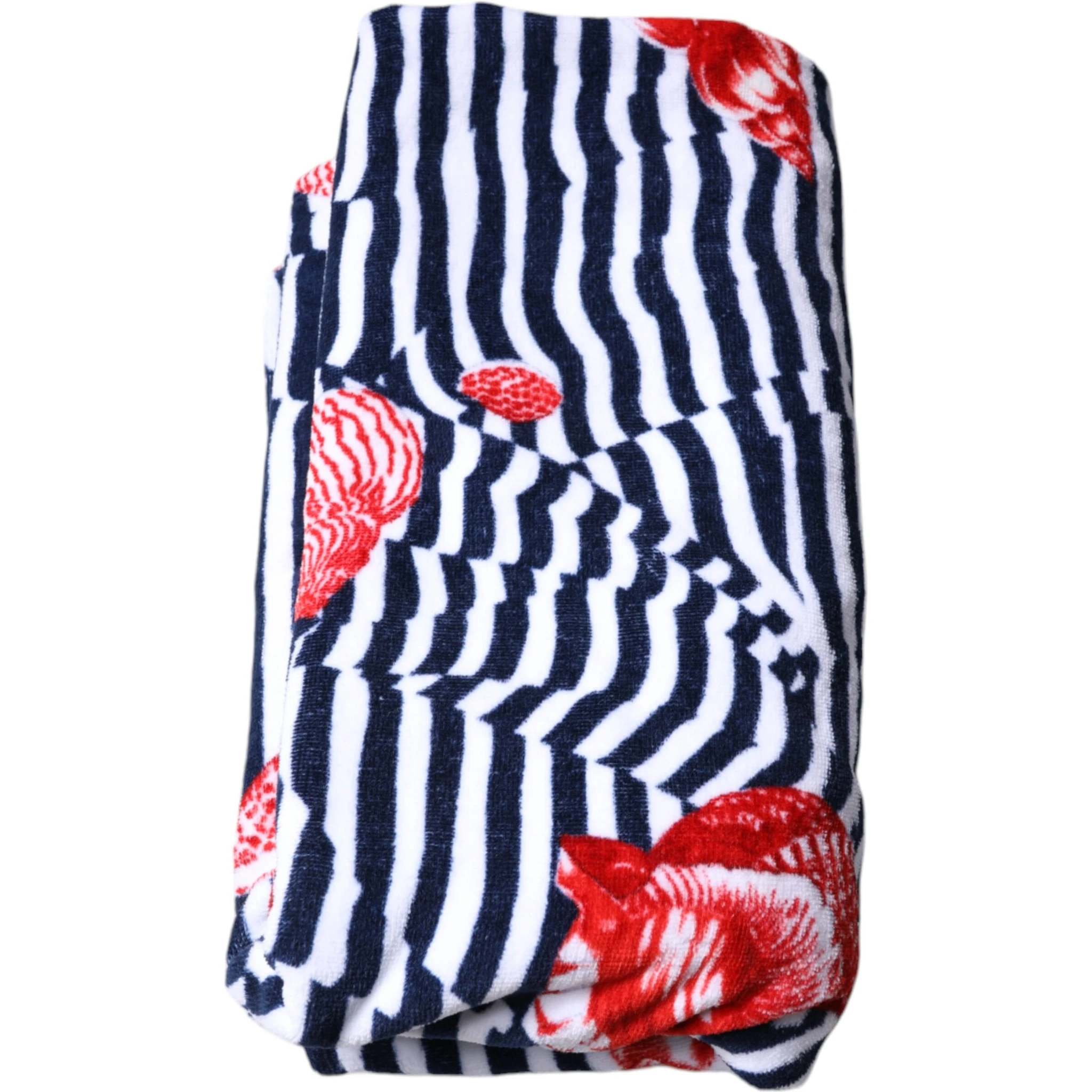 Multicolor Stripes Seashells Beach Towel