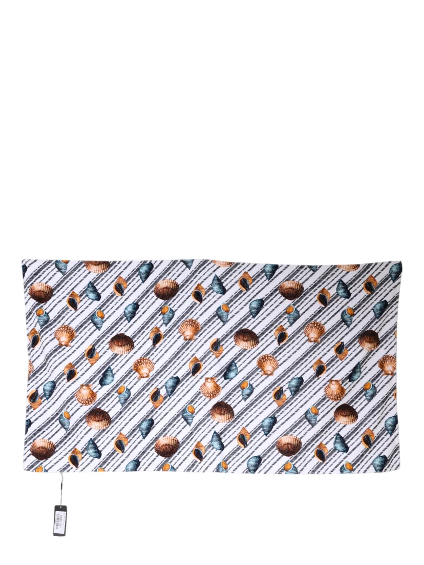 Multicolor Stripes Seashells Beach Towel