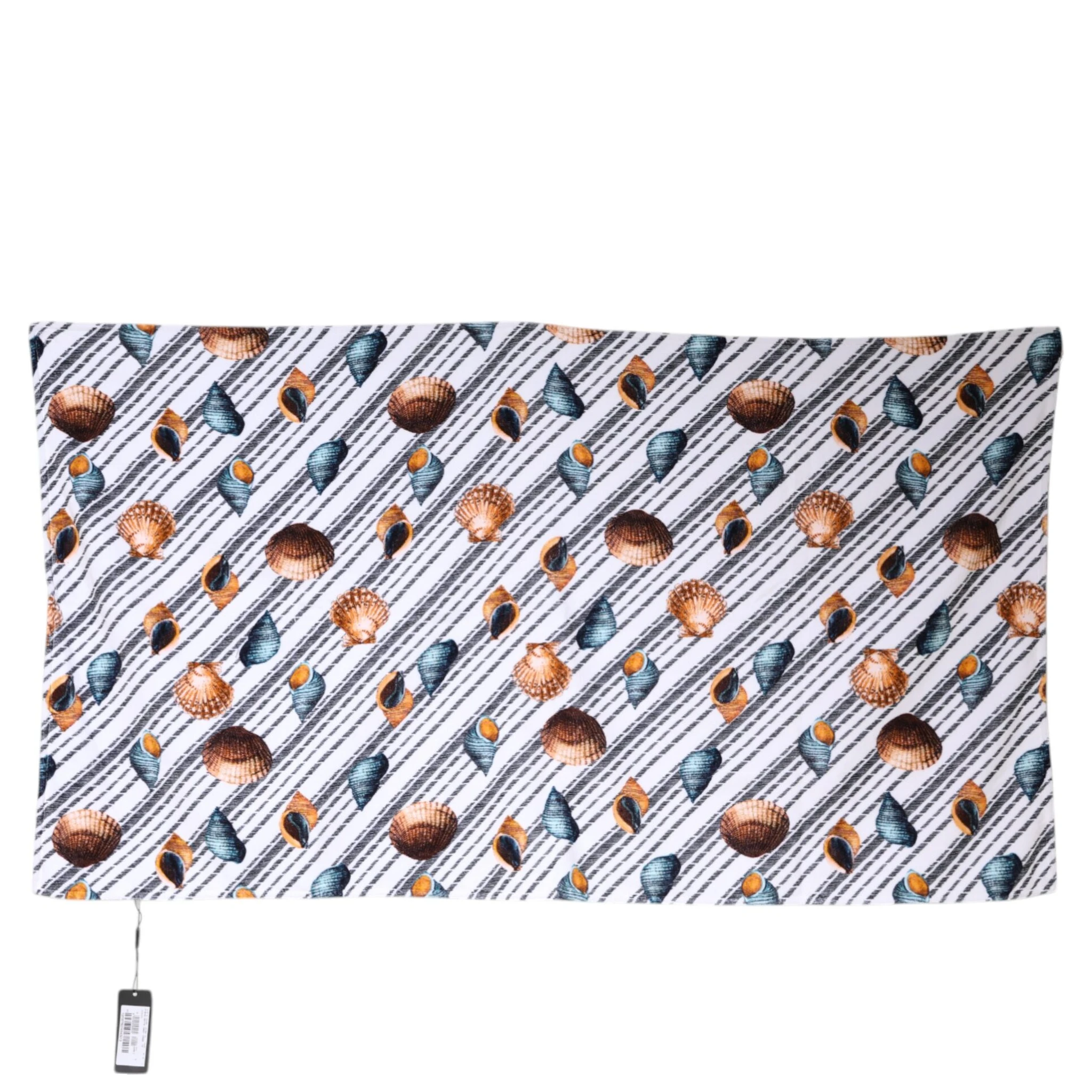 Multicolor Stripes Seashells Beach Towel