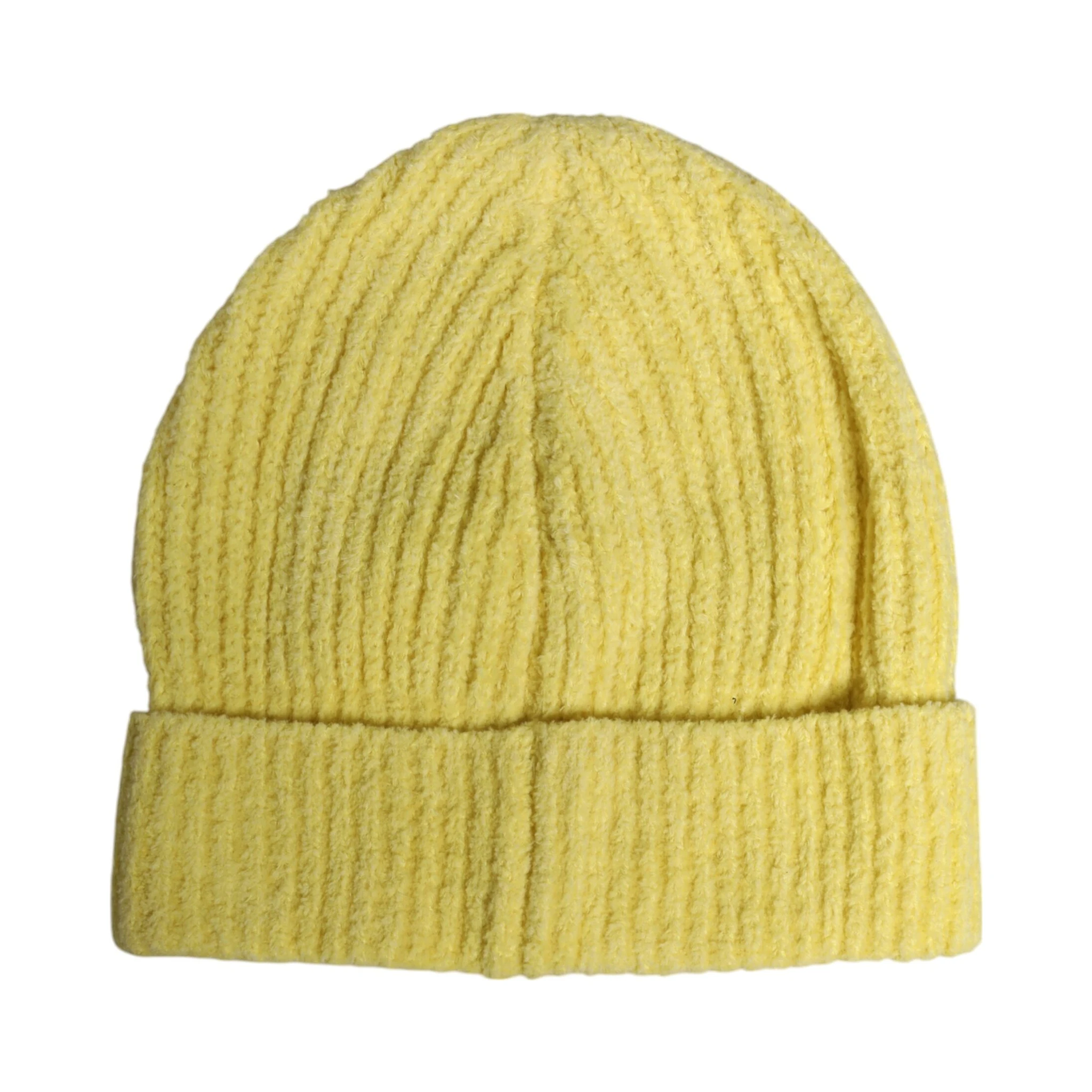 Yellow Cotton Knitted Winter Beanie Hat
