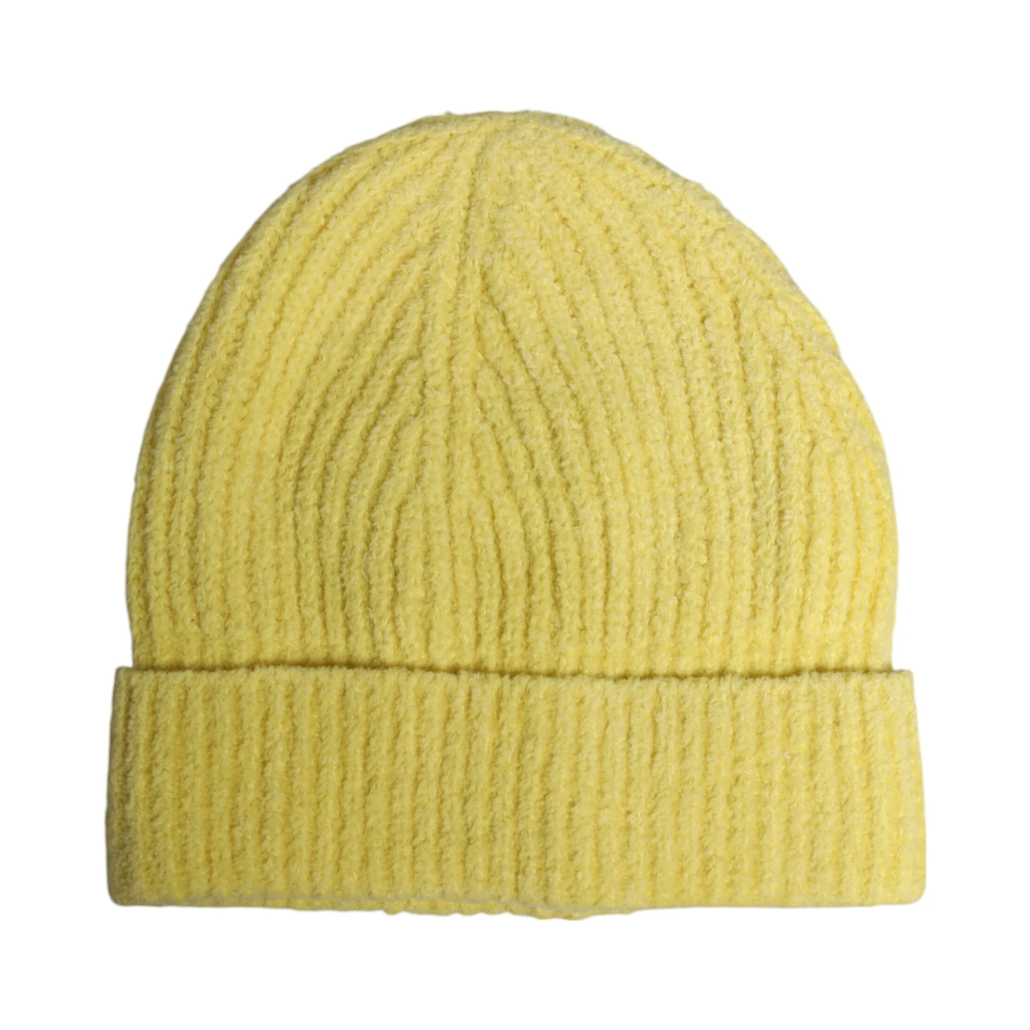 Yellow Cotton Knitted Winter Beanie Hat
