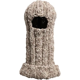 Beige Wool Knitted Ski Mask Balaclava Hat