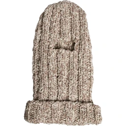 Beige Wool Knitted Ski Mask Balaclava Hat