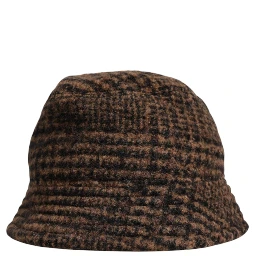 Brown Houndstooth Wool Woven Bucket Hat