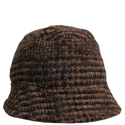 Brown Houndstooth Wool Woven Bucket Hat