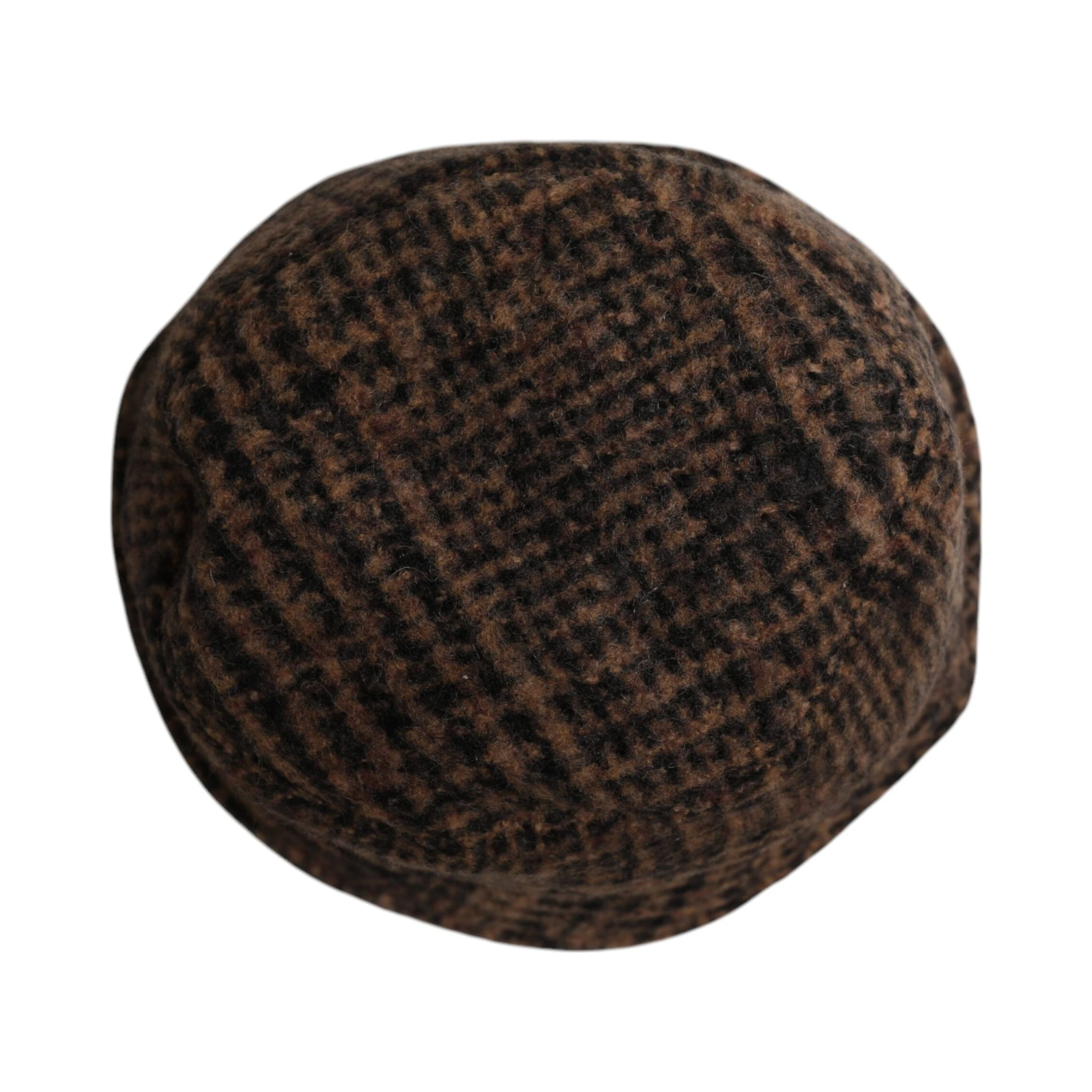 Brown Houndstooth Wool Woven Bucket Hat