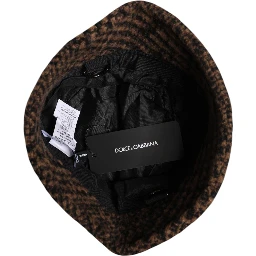 Brown Houndstooth Wool Woven Bucket Hat