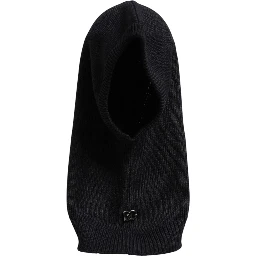 Black Wool Whole Head Wrap Balaclava Hat