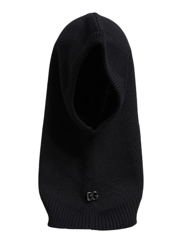 Black Wool Whole Head Wrap Balaclava Hat