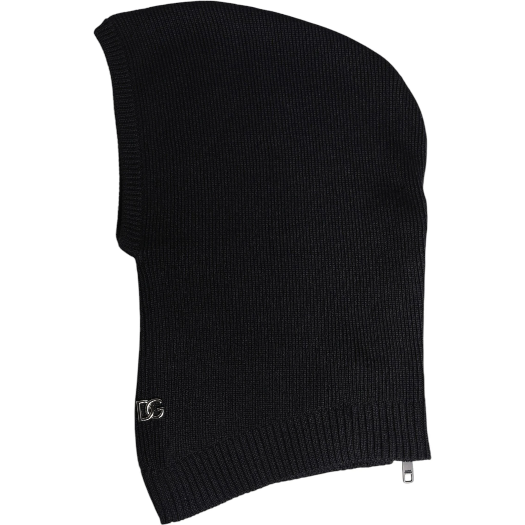 Black Wool Whole Head Wrap Balaclava Hat