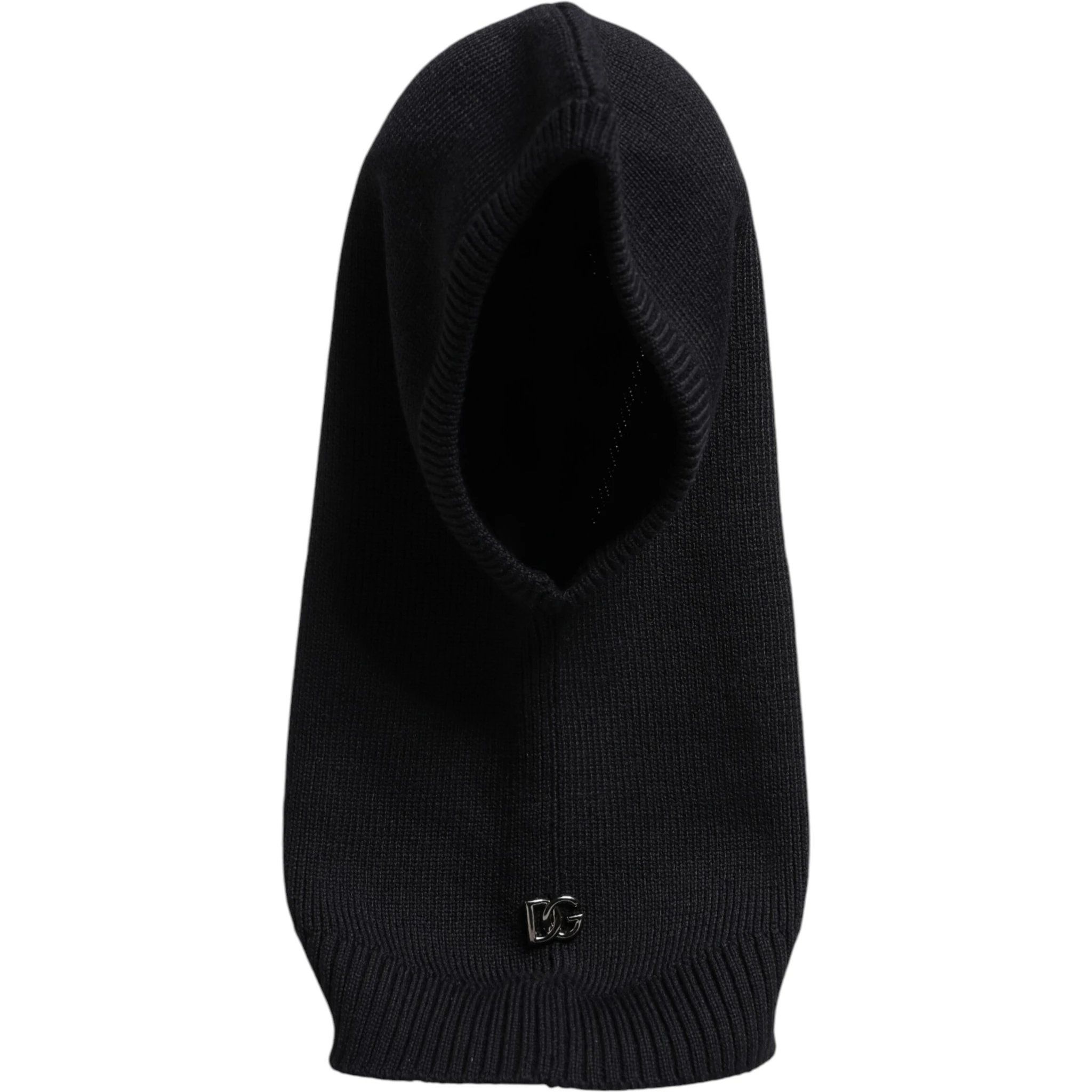 Black Wool Whole Head Wrap Balaclava Hat