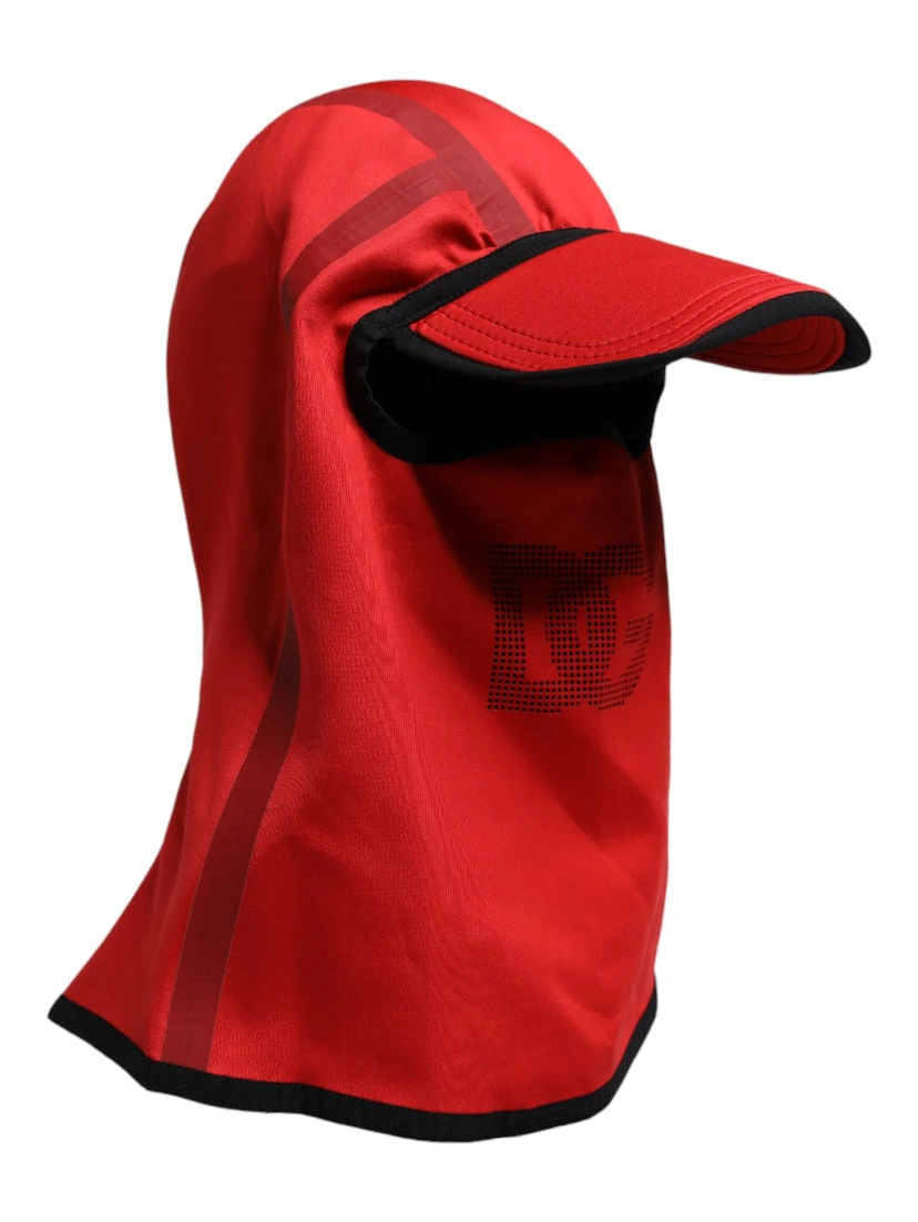 Red Logo Polyester Wide Brim Balaclava Hat