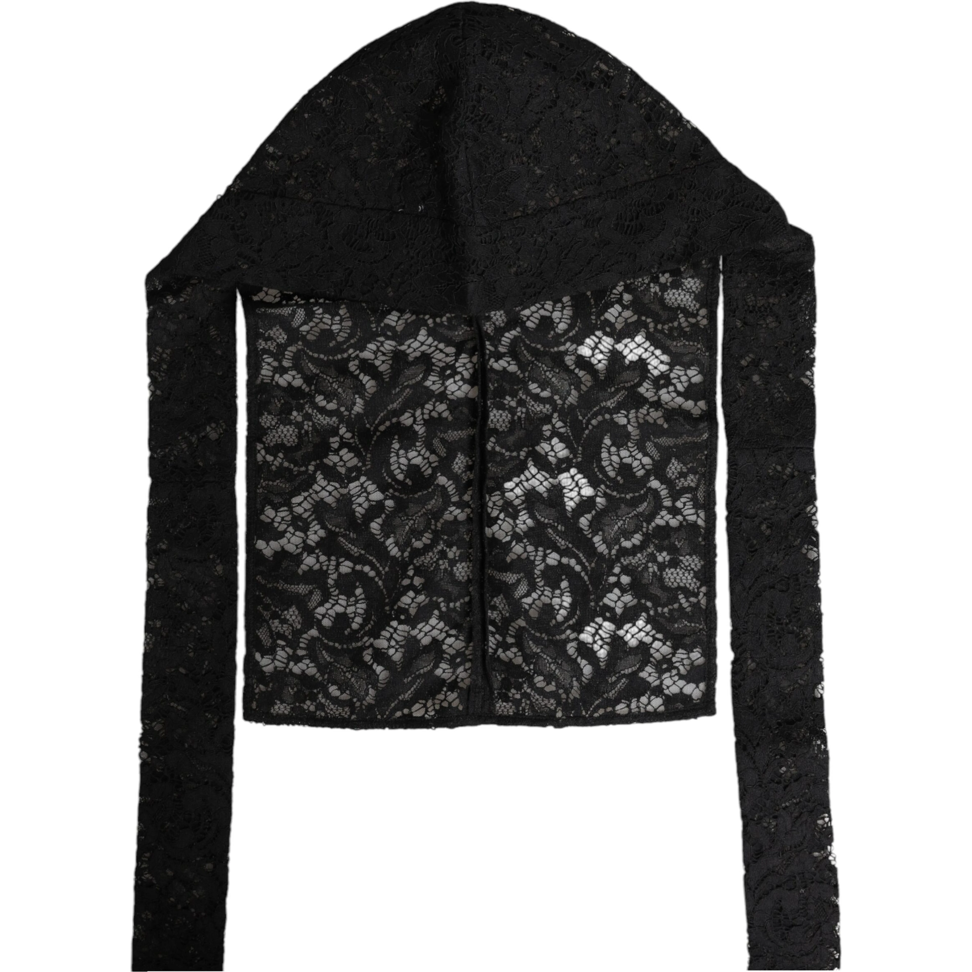 Black Floral Lace Whole Head Wrap Hat