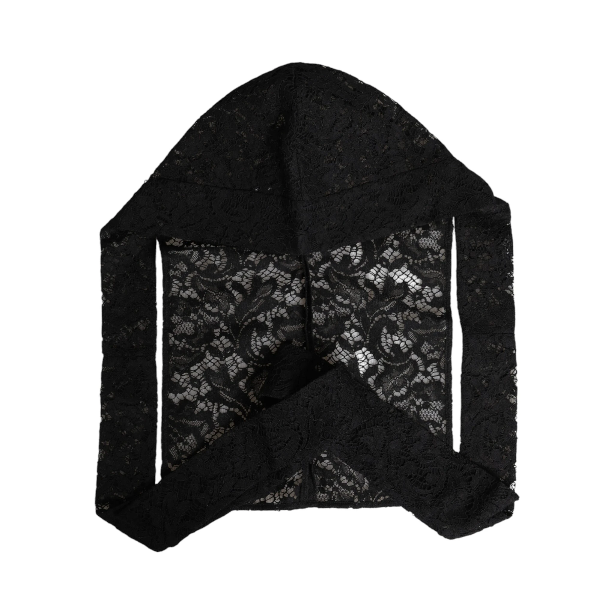 Black Floral Lace Whole Head Wrap Hat