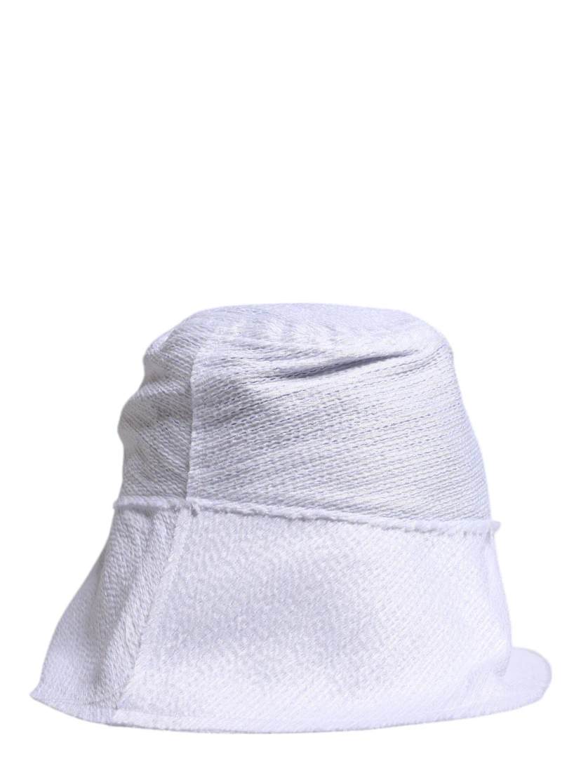 White Polyester Wide Brim Bucket Hat