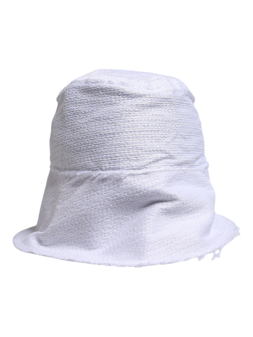 White Polyester Wide Brim Bucket Hat