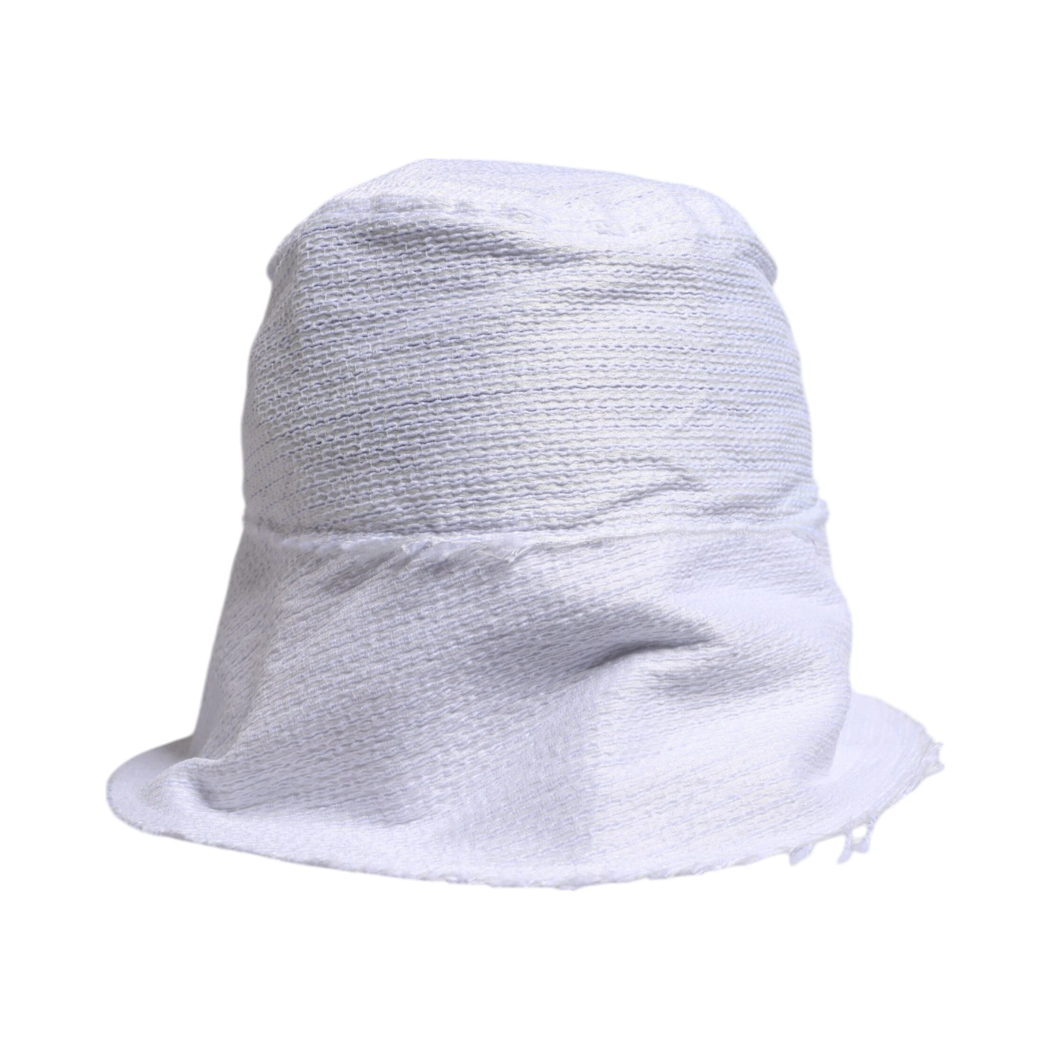 White Polyester Wide Brim Bucket Hat
