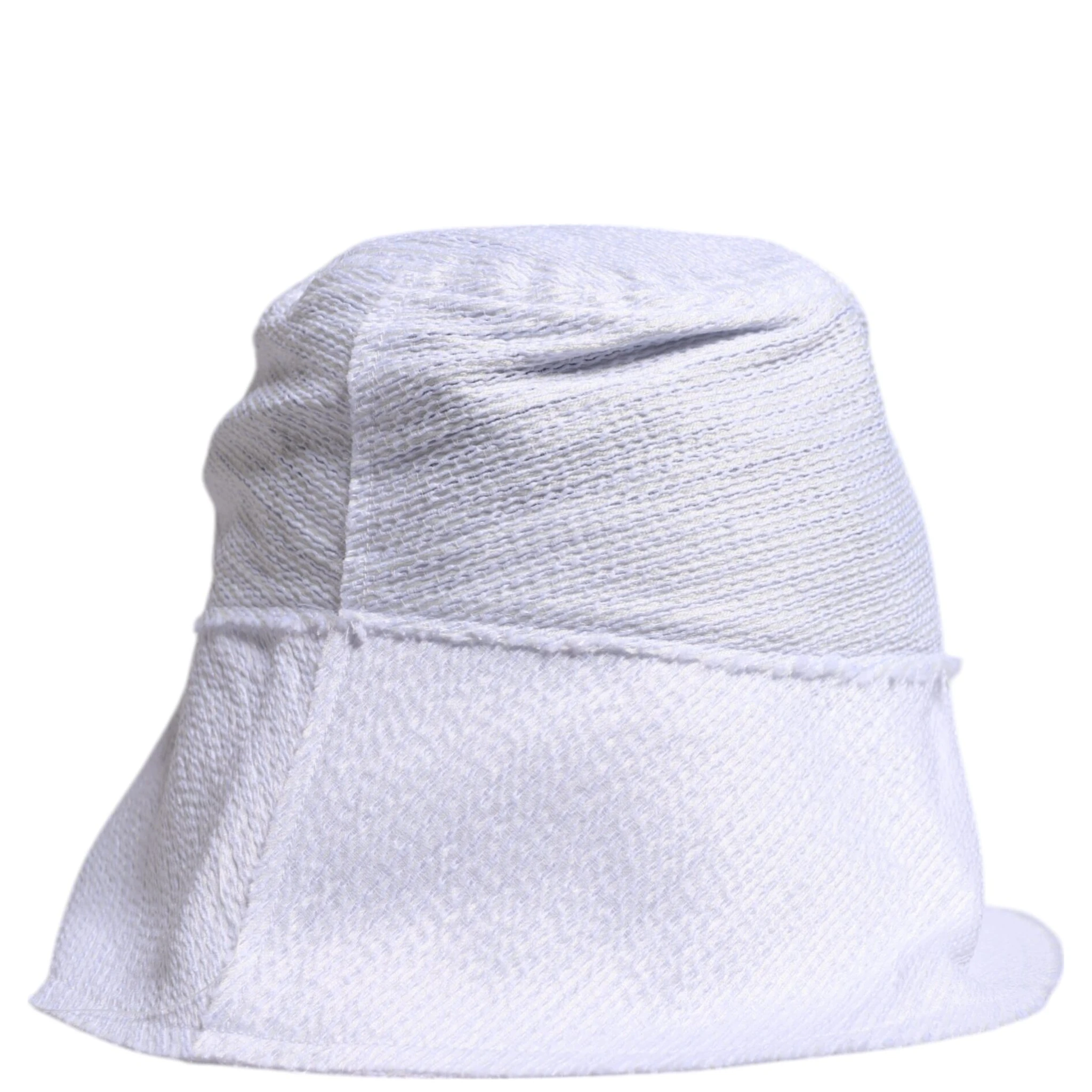 White Polyester Wide Brim Bucket Hat