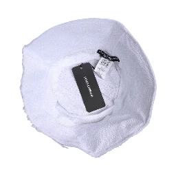 White Polyester Wide Brim Bucket Hat