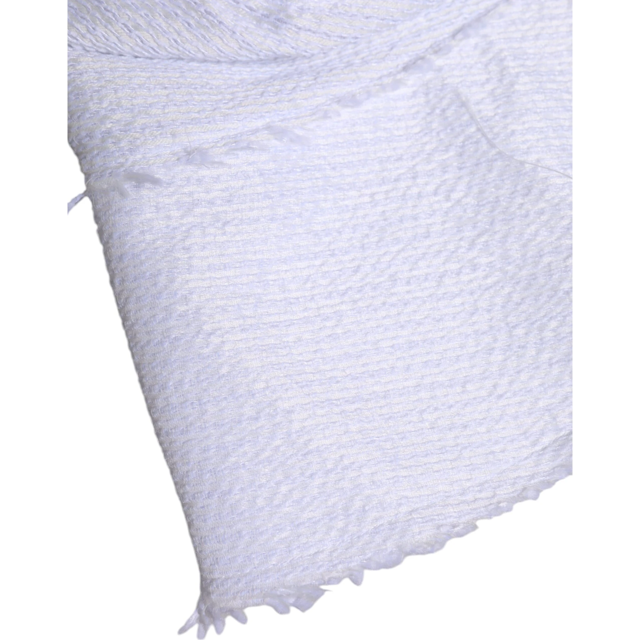 White Polyester Wide Brim Bucket Hat