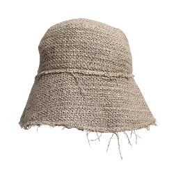 Beige Linen Wide Brim Bucket Hat