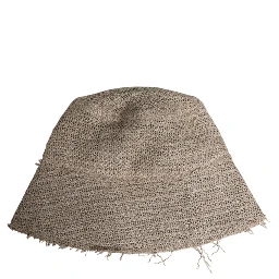 Beige Linen Wide Brim Bucket Hat