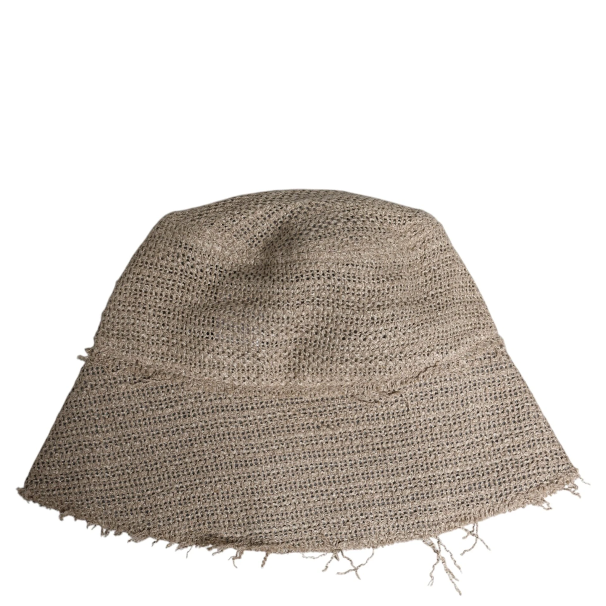 Beige Linen Wide Brim Bucket Hat