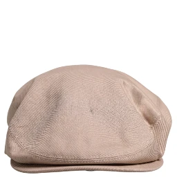 Beige Cotton Newsboy Capello Cabbie Hat