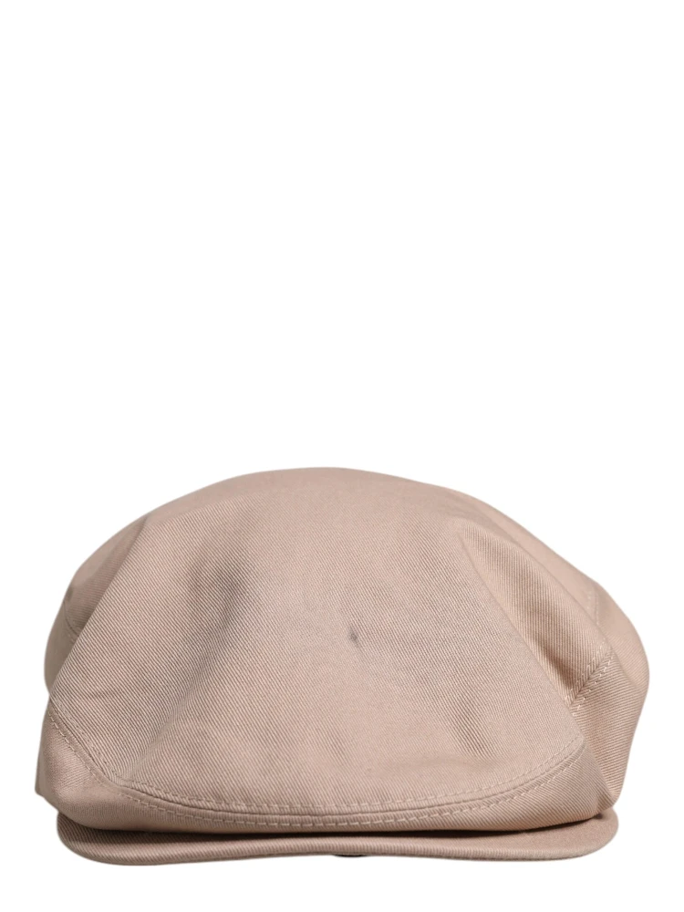 Beige Cotton Newsboy Capello Cabbie Hat