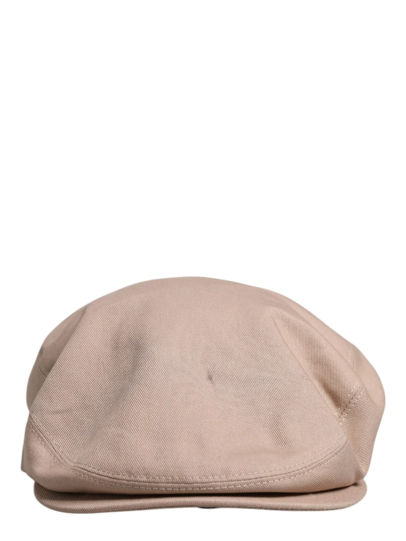 Beige Cotton Newsboy Capello Cabbie Hat