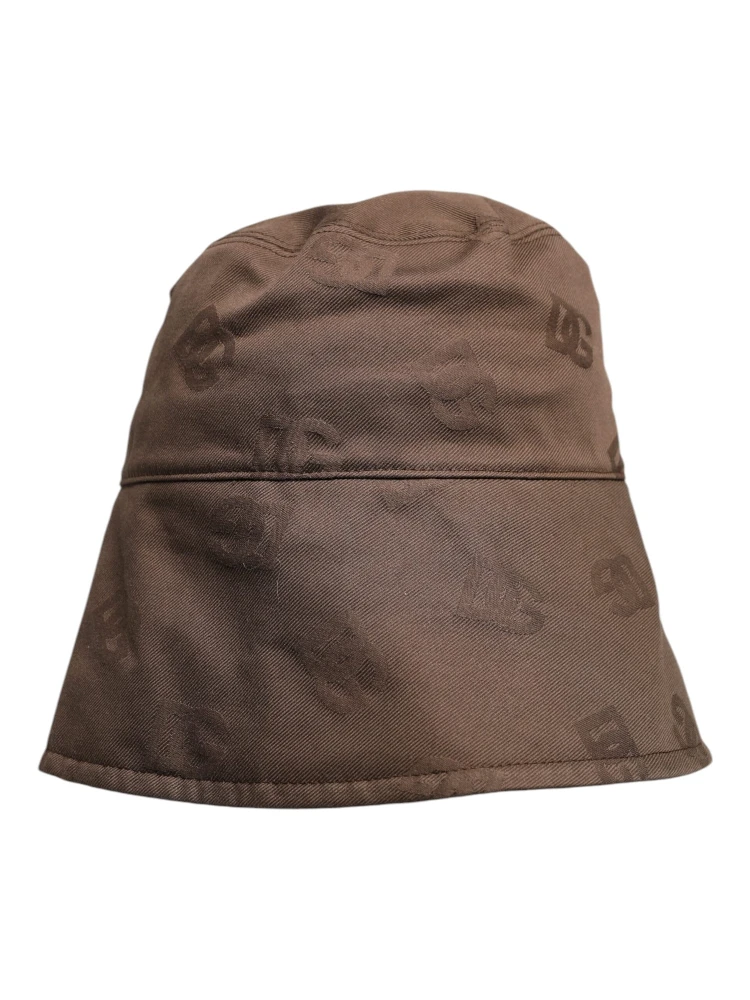 Brown Logo Monogram Cotton Bucket Cap
